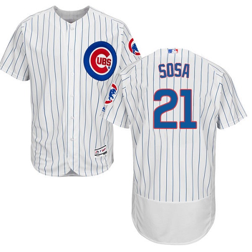 Men's Majestic Chicago Cubs #21 Sammy Sosa Authentic White Home Cool Base MLB Jersey