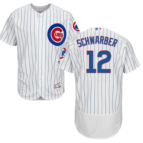 Men's Majestic Chicago Cubs #12 Kyle Schwarber Authentic White Home Cool Base MLB Jersey