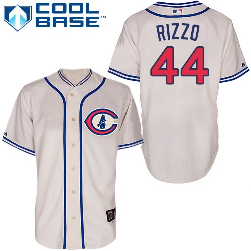 Men's Majestic Chicago Cubs #44 Anthony Rizzo Authentic Cream 1929 Turn Back The Clock MLB Jersey