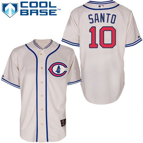 Men's Majestic Chicago Cubs #10 Ron Santo Authentic Cream 1929 Turn Back The Clock MLB Jersey