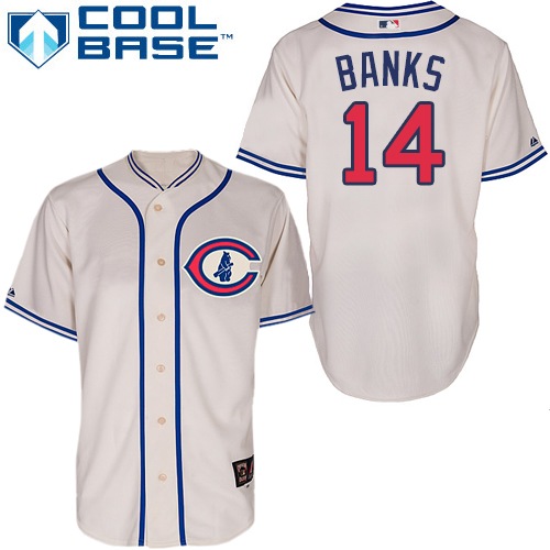 Men's Majestic Chicago Cubs #14 Ernie Banks Authentic Cream 1929 Turn Back The Clock MLB Jersey
