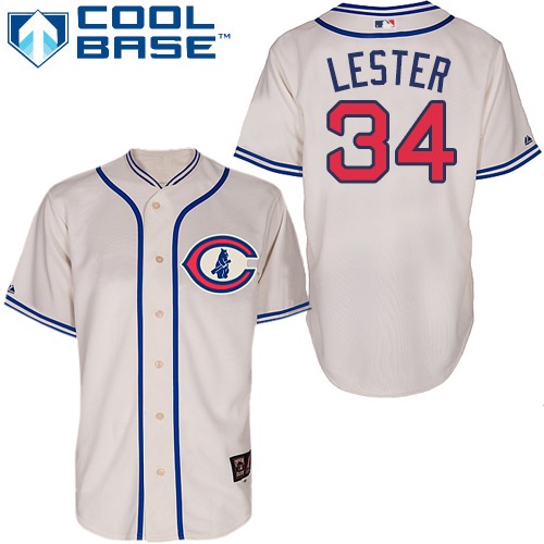 Men's Majestic Chicago Cubs #34 Jon Lester Authentic Cream 1929 Turn Back The Clock MLB Jersey