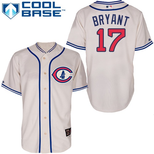Men's Majestic Chicago Cubs #17 Kris Bryant Authentic Cream 1929 Turn Back The Clock MLB Jersey
