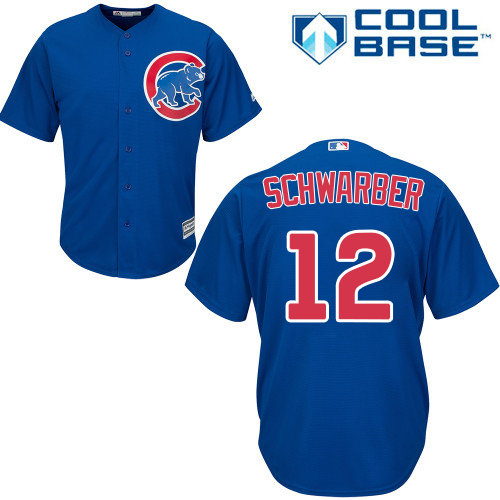 Youth Majestic Chicago Cubs #12 Kyle Schwarber Replica Royal Blue Alternate Cool Base MLB Jersey