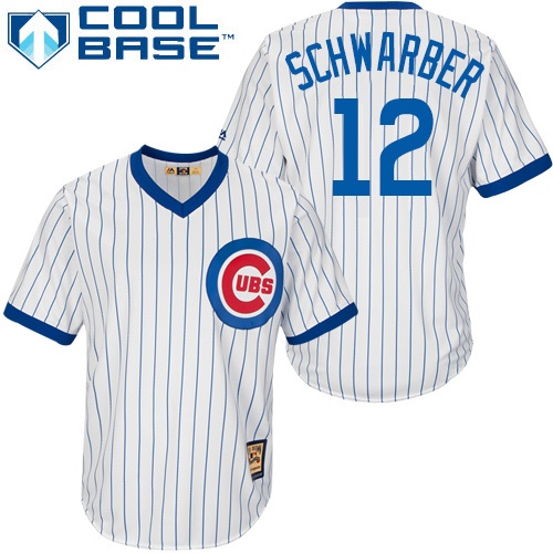 Men's Majestic Chicago Cubs #12 Kyle Schwarber Authentic White Home Cooperstown MLB Jersey