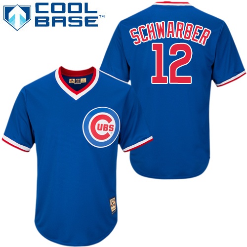 Men's Majestic Chicago Cubs #12 Kyle Schwarber Replica Royal Blue Cooperstown MLB Jersey
