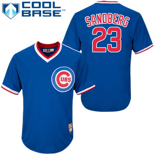 Men's Majestic Chicago Cubs #23 Ryne Sandberg Replica Royal Blue Cooperstown MLB Jersey