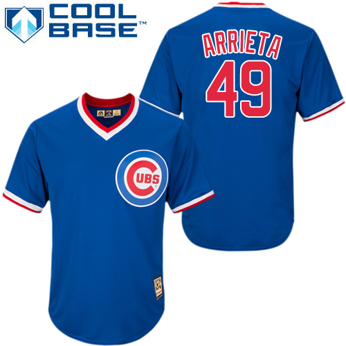 Men's Majestic Chicago Cubs #49 Jake Arrieta Replica Royal Blue Cooperstown MLB Jersey