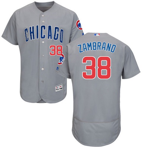 Men's Majestic Chicago Cubs #38 Carlos Zambrano Grey Flexbase Authentic Collection MLB Jersey