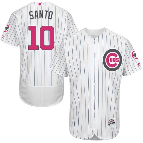 Men's Majestic Chicago Cubs #10 Ron Santo Authentic White 2016 Mother's Day Fashion Flex Base MLB Jersey