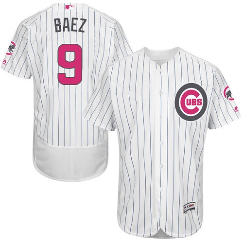 Men's Majestic Chicago Cubs #9 Javier Baez Authentic White 2016 Mother's Day Fashion Flex Base MLB Jersey