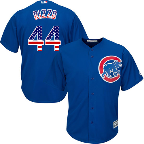 Men's Majestic Chicago Cubs #44 Anthony Rizzo Replica Royal Blue USA Flag Fashion MLB Jersey