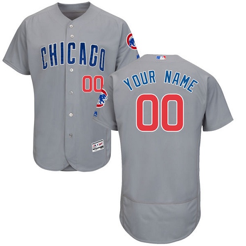 Men's Majestic Chicago Cubs Customized Grey Flexbase Authentic Collection MLB Jersey