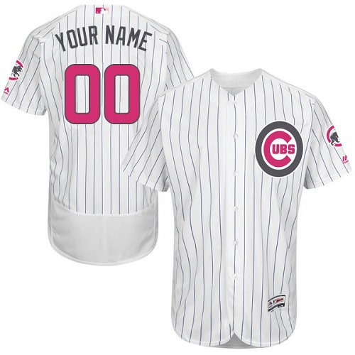 Men's Majestic Chicago Cubs Customized Authentic White 2016 Mother's Day Fashion Flex Base MLB Jersey