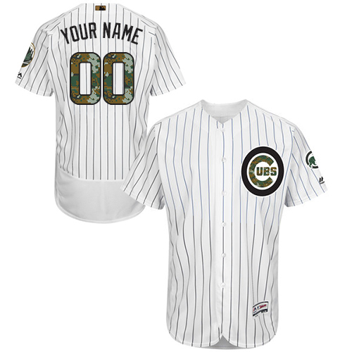 Men's Majestic Chicago Cubs Customized Authentic White 2016 Memorial Day Fashion Flex Base MLB Jersey