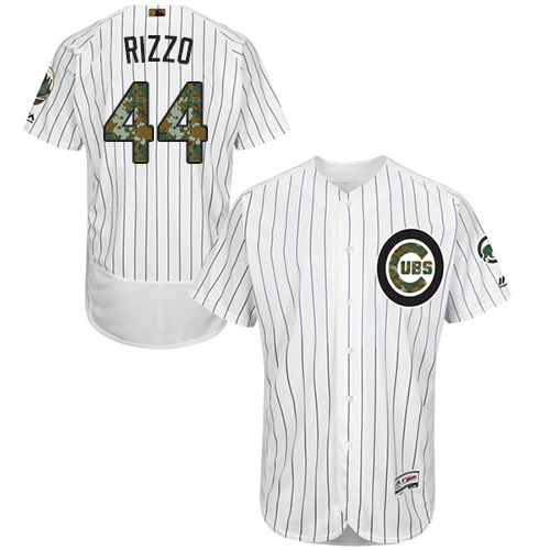 Men's Majestic Chicago Cubs #44 Anthony Rizzo Authentic White 2016 Memorial Day Fashion Flex Base MLB Jersey