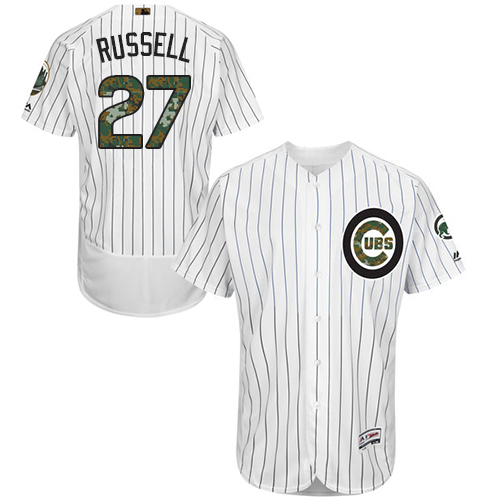 Men's Majestic Chicago Cubs #27 Addison Russell Authentic White 2016 Memorial Day Fashion Flex Base MLB Jersey