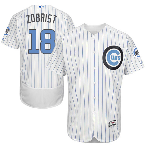 Men's Majestic Chicago Cubs #18 Ben Zobrist Authentic White 2016 Father's Day Fashion Flex Base MLB Jersey