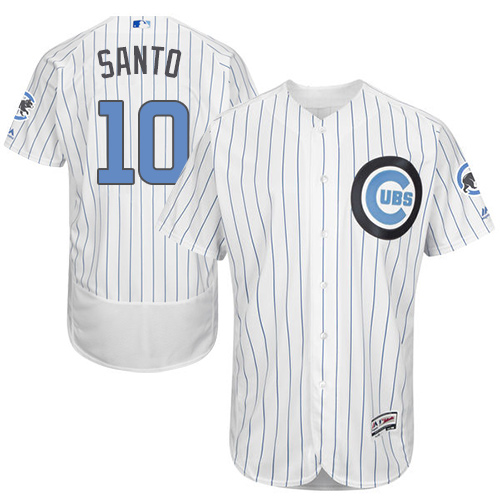 Men's Majestic Chicago Cubs #10 Ron Santo Authentic White 2016 Father's Day Fashion Flex Base MLB Jersey