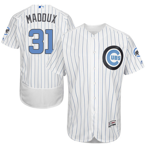 Men's Majestic Chicago Cubs #31 Greg Maddux Authentic White 2016 Father's Day Fashion Flex Base MLB Jersey