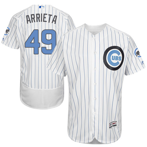 Men's Majestic Chicago Cubs #49 Jake Arrieta Authentic White 2016 Father's Day Fashion Flex Base MLB Jersey