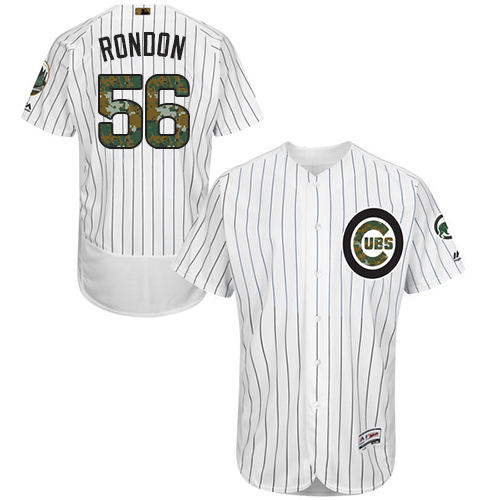 Men's Majestic Chicago Cubs #56 Hector Rondon Authentic White 2016 Memorial Day Fashion Flex Base MLB Jersey