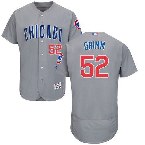 Men's Majestic Chicago Cubs #52 Justin Grimm Authentic Grey Road Cool Base MLB Jersey
