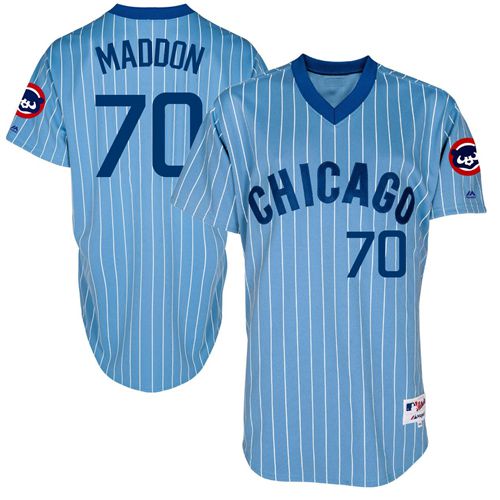Men's Majestic Chicago Cubs #70 Joe Maddon Authentic Blue Cooperstown Throwback MLB Jersey