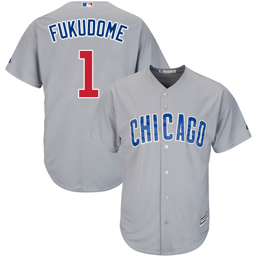 Youth Majestic Chicago Cubs #1 Kosuke Fukudome Authentic Grey Road Cool Base MLB Jersey