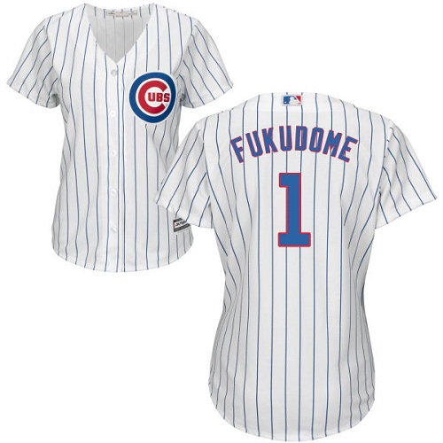 Women's Majestic Chicago Cubs #1 Kosuke Fukudome Replica White Home Cool Base MLB Jersey