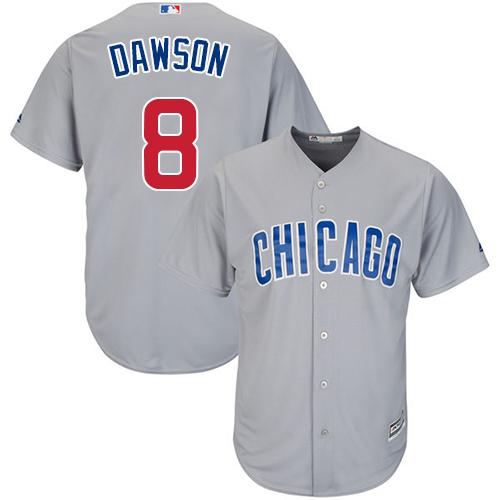 Youth Majestic Chicago Cubs #8 Andre Dawson Replica Grey Road Cool Base MLB Jersey