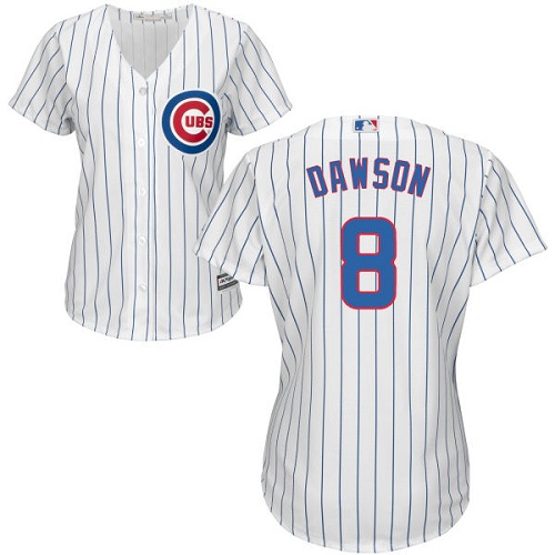 Women's Majestic Chicago Cubs #8 Andre Dawson Replica White Home Cool Base MLB Jersey