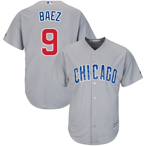 Youth Majestic Chicago Cubs #9 Javier Baez Authentic Grey Road Cool Base MLB Jersey