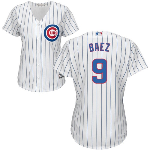 Women's Majestic Chicago Cubs #9 Javier Baez Authentic White Home Cool Base MLB Jersey