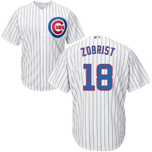 Youth Majestic Chicago Cubs #18 Ben Zobrist Replica White Home Cool Base MLB Jersey