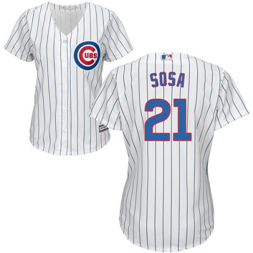 Women's Majestic Chicago Cubs #21 Sammy Sosa Replica White Home Cool Base MLB Jersey