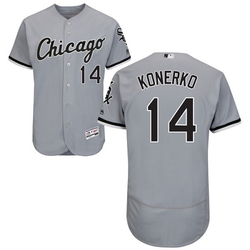 Men's Majestic Chicago White Sox #14 Paul Konerko Authentic Grey Road Cool Base MLB Jersey