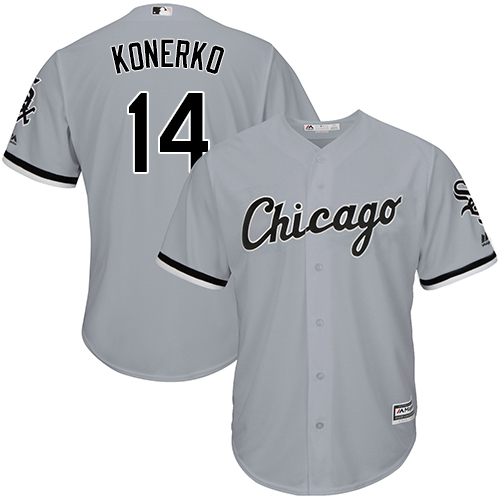 Men's Majestic Chicago White Sox #14 Paul Konerko Replica Grey Road Cool Base MLB Jersey