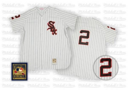Men's Mitchell and Ness Chicago White Sox #2 Nellie Fox Authentic White Throwback MLB Jersey