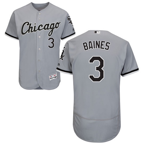 Men's Majestic Chicago White Sox #3 Harold Baines Authentic Grey Road Cool Base MLB Jersey