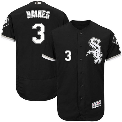 Men's Majestic Chicago White Sox #3 Harold Baines Black Alternate Flexbase Authentic Collection MLB Jersey