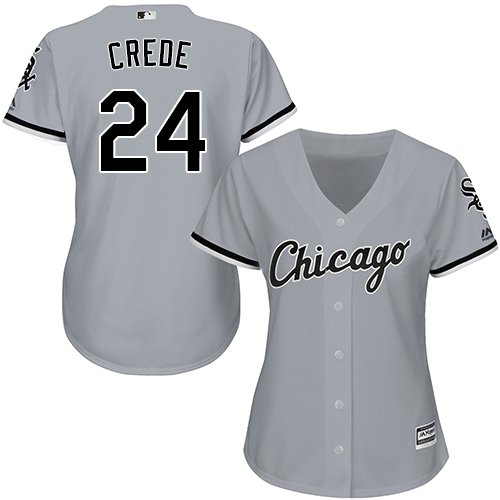 Women's Majestic Chicago White Sox #24 Joe Crede Replica Grey Road Cool Base MLB Jersey