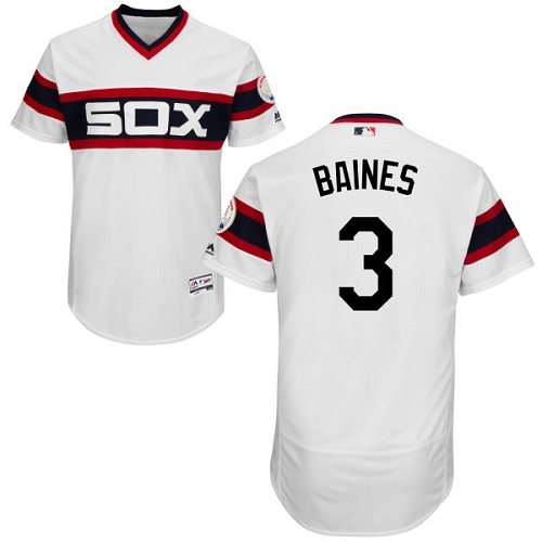 Men's Majestic Chicago White Sox #3 Harold Baines Authentic White 2013 Alternate Home Cool Base MLB Jersey