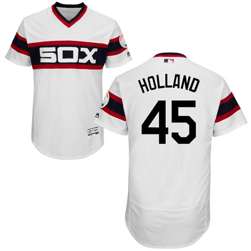 Men's Majestic Chicago White Sox #45 Derek Holland White Flexbase Authentic Collection MLB Jersey