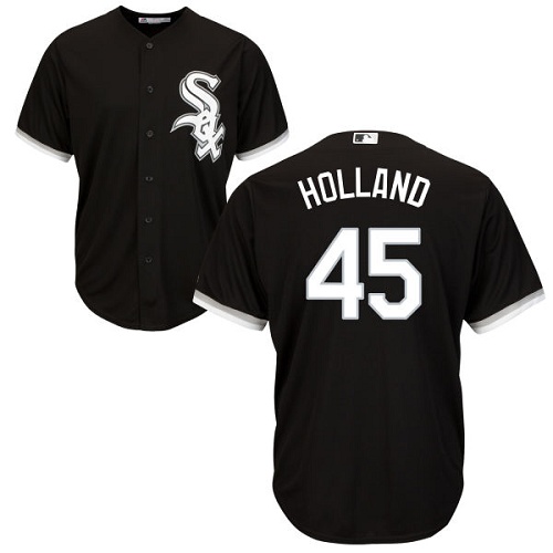 Youth Majestic Chicago White Sox #45 Derek Holland Replica Black Alternate Home Cool Base MLB Jersey
