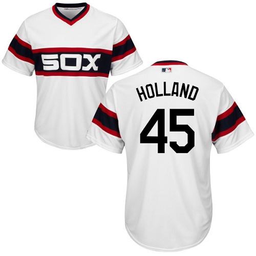 Youth Majestic Chicago White Sox #45 Derek Holland Authentic White 2013 Alternate Home Cool Base MLB Jersey