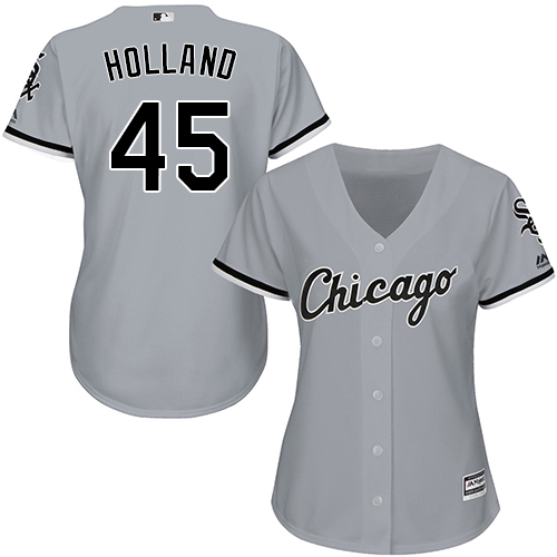 Women's Majestic Chicago White Sox #45 Derek Holland Authentic Grey Road Cool Base MLB Jersey