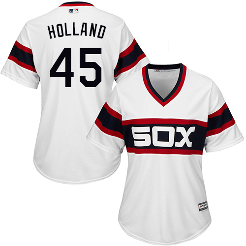 Women's Majestic Chicago White Sox #45 Derek Holland Authentic White 2013 Alternate Home Cool Base MLB Jersey