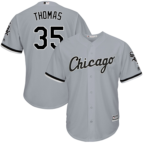 Youth Majestic Chicago White Sox #35 Frank Thomas Replica Grey Road Cool Base MLB Jersey