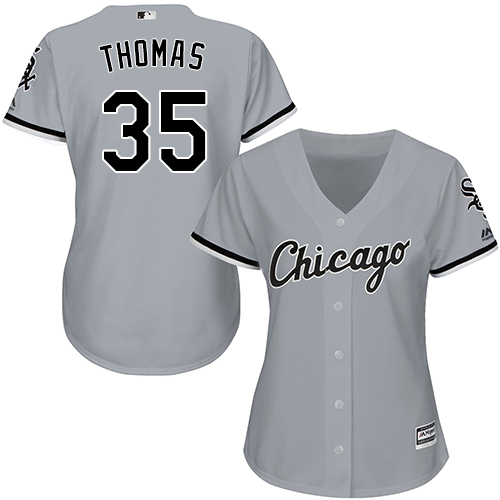 Women's Majestic Chicago White Sox #35 Frank Thomas Authentic Grey Road Cool Base MLB Jersey